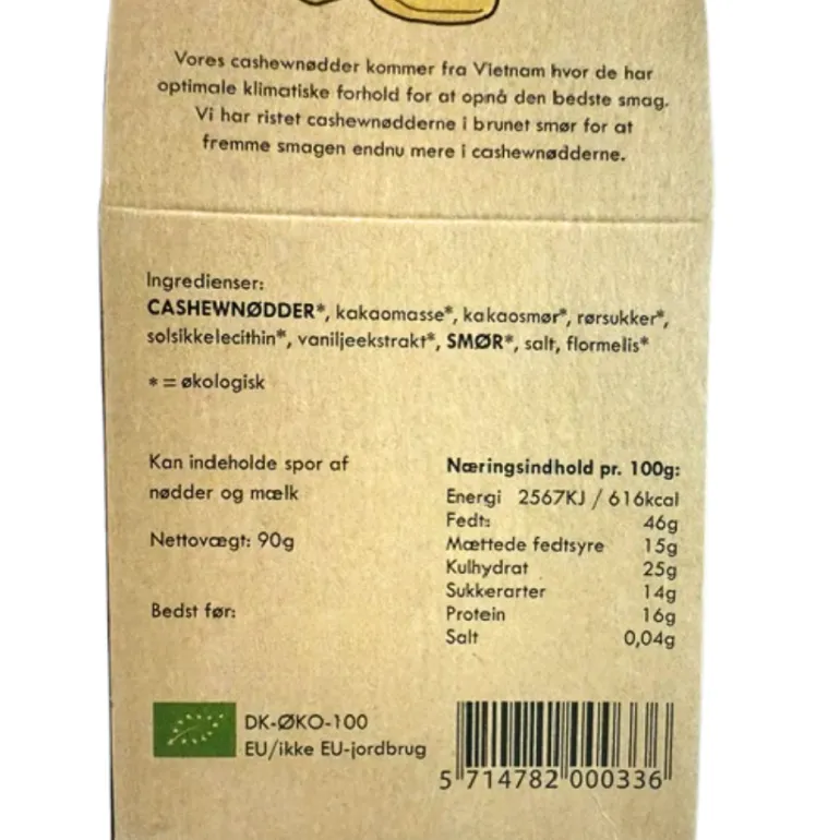 Cashewnødder med brunet smør og chokoladedragé