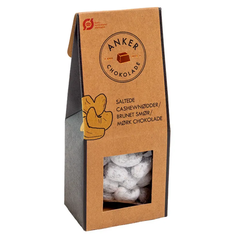 Cashewnødder med brunet smør og chokoladedragé