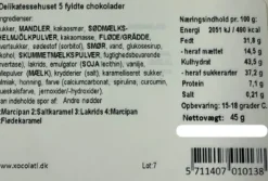 Chokoladegaveæske med 5 fyldte chokolader, Delikatessehuset