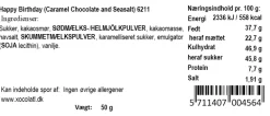 Chokoladeplade 'Happy Birthday' fra Xocolatl