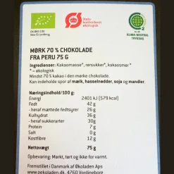 Chokoladeplade, Mørk Chokolade 70 % - Økoladen