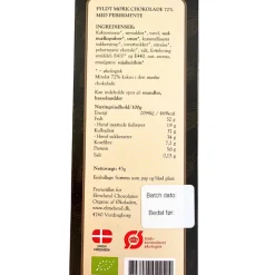 Chokoladeplade, mørk chokolade med flydende pebermynte (økologisk)