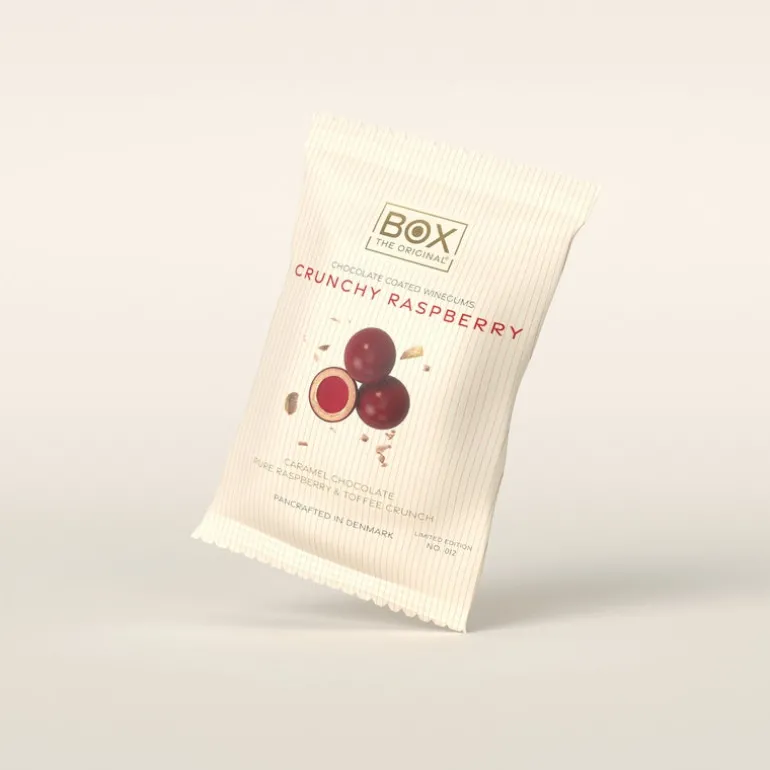 Crunchy Raspberry gourmetvingummi 70 g - Box The Original