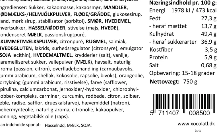 Familie julekalender med søde sager fra Xocolatl