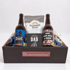 Fars dag gave 2026 - gavekasse med to øl, chips og chokolade