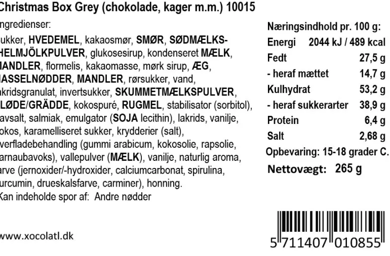 Gavekasse med småkager og hvid chokolade
