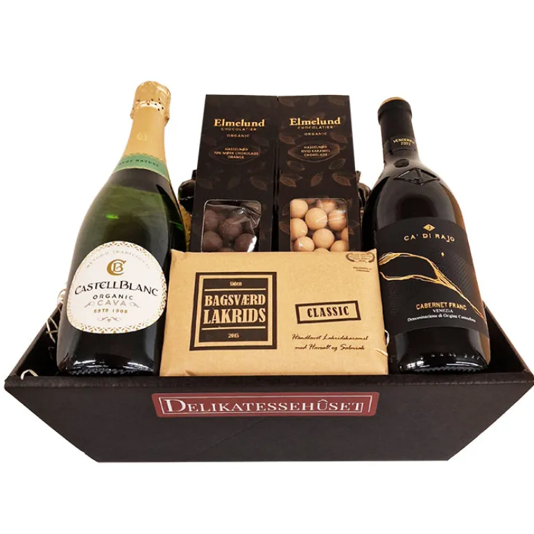 Gavekurv - med cava, rødvin, lakrids og chokoladenødder