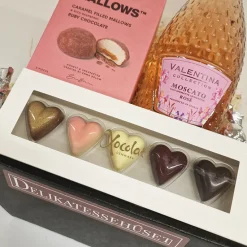 Gavekurv - med rosé bobler og fyldte chokolader