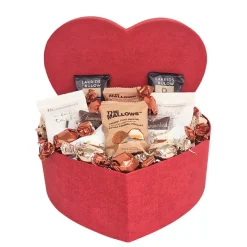 Hjertegaveæske - med eksklusive chokolader og lakrids