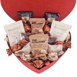 Hjertegaveæske - med eksklusive chokolader og lakrids