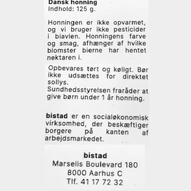 Honning (125 gram) - Dansk BISTAD honning fra Aarhus