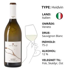 Hvidvin, Ca' Di Rajo - Sauvignon Blanc (Italien)