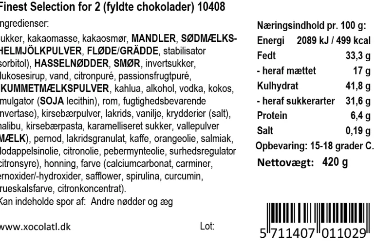 Julekalender med fyldt chokolade (2 pers.) fra Xocolatl