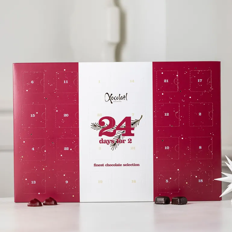Julekalender med fyldt chokolade (2 pers.) fra Xocolatl