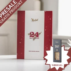 Julekalender med små fyldte chokolader fra Xocolatl