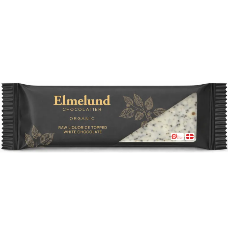 Lille chokoladebar i hvid chokolade med lakrids