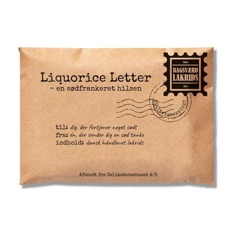 Liquorice Letter fra Bagsværd Lakrids med 'Classic'-lakrids