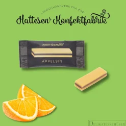 Mini Ærøstang med appelsin fra Hattesen's Konfektfabrik