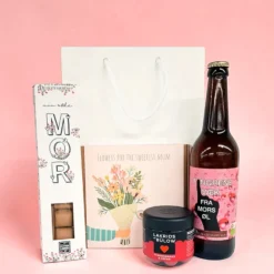 Morsdag gave - gavepose med blomsterfrø, lakrids og øl