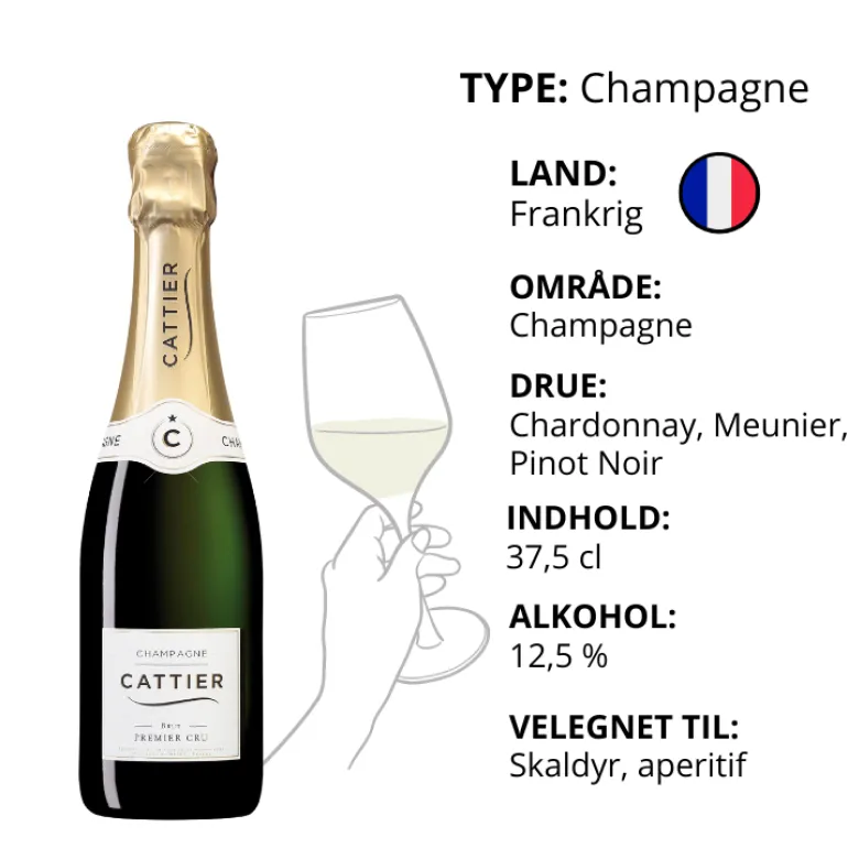 Mousserende, Champagne Cattier - Premier Cru Brut 0,375l (Frankrig)