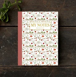 Noteshæfte | Rød blomstermønster