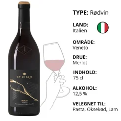 Rødvin, Ca' Di Rajo - Merlot (Italien)
