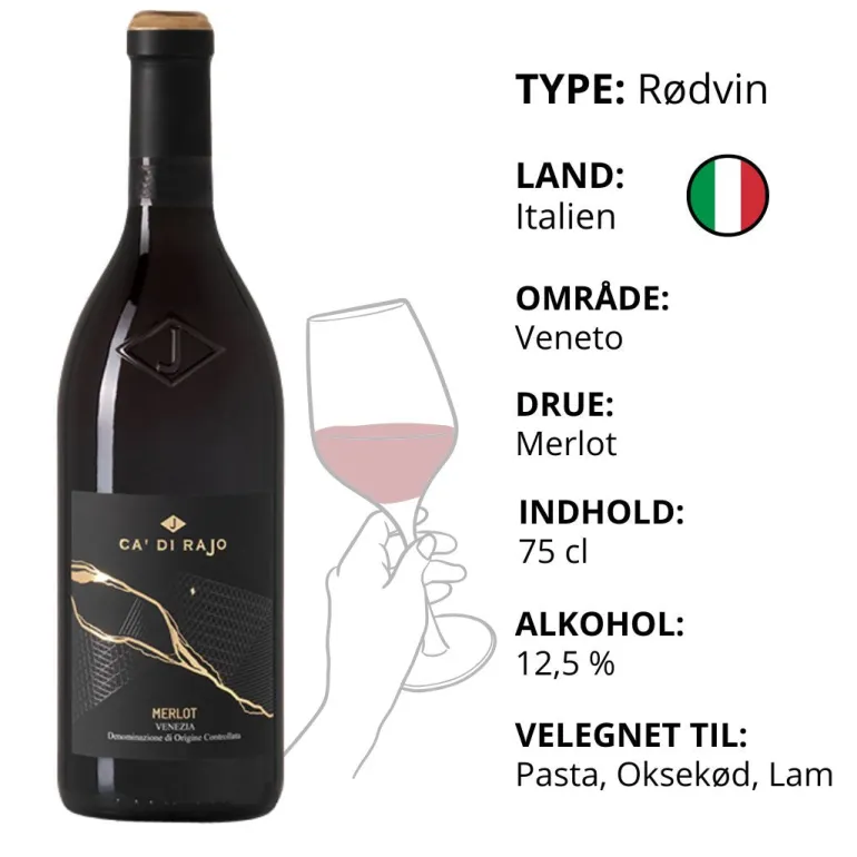 Rødvin, Ca' Di Rajo - Merlot (Italien)