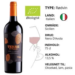 Rødvin, Terre Di Faiano - Nero D´Avola ØKO (Italien)