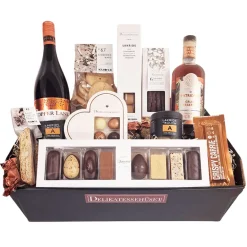 Stor eksklusiv gavekurv med rødvin, Esclavo Gran Reserva og masser chokolade