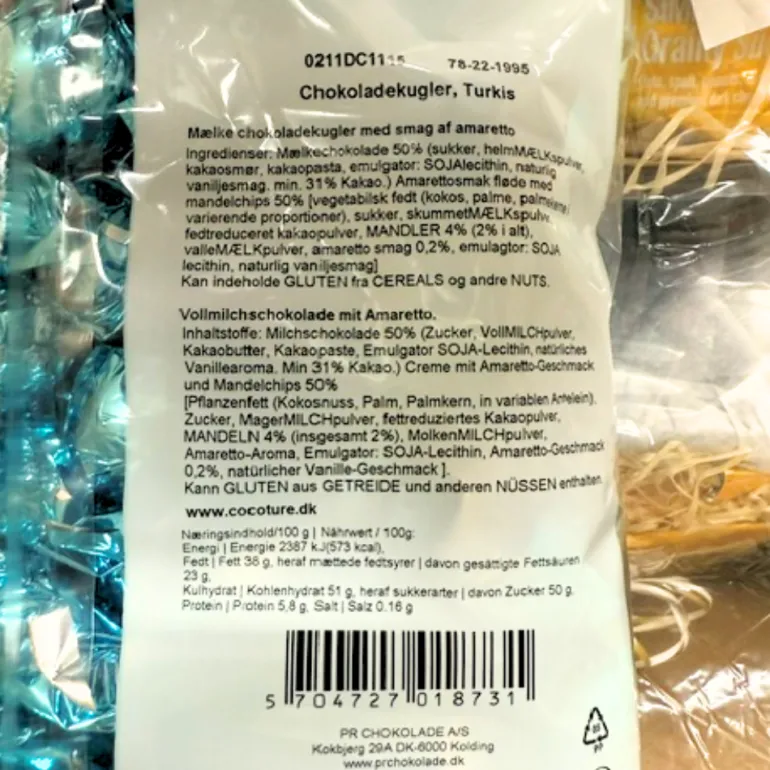 STORKØB 1 kg Cocoture chokoladekugler | Mælkechokolade med amaretto - turkis