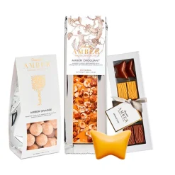 Summerbird Amber quartet med gaveæske, chokoladeplade og -nødder