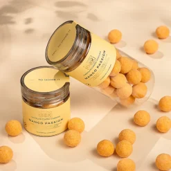 Vingummi med hvid chokolade, passionsfrugt og mango - Box the original