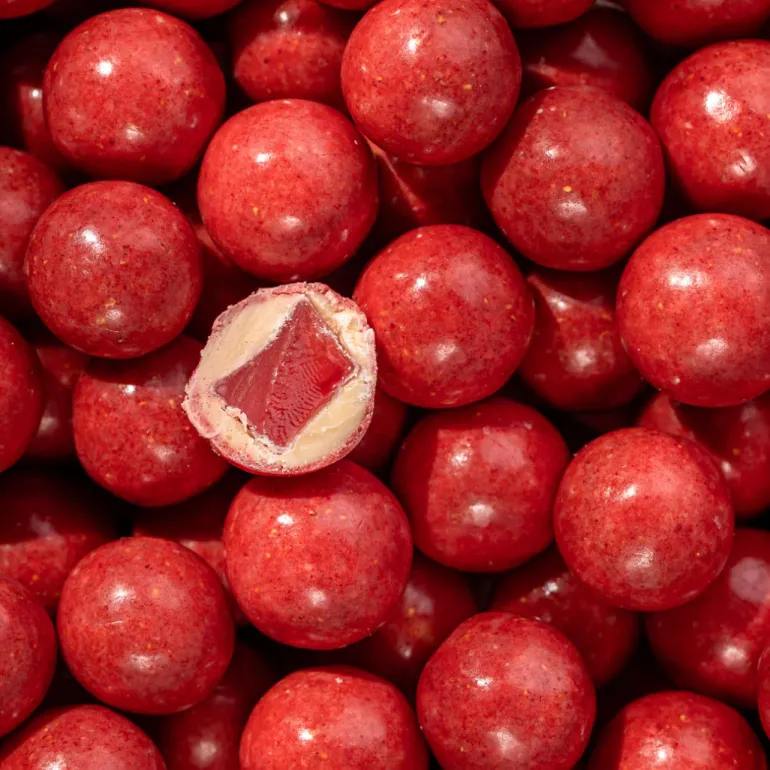 Vingummi med karamel chokolade og jordbær - Box the original
